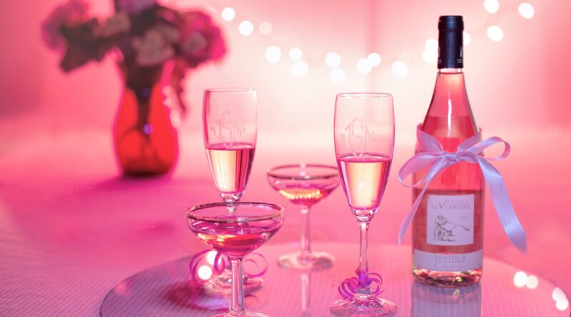 pink wine, happy birthday, champagne