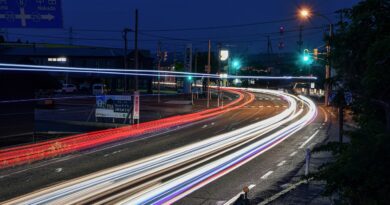 traffic, road, light trail