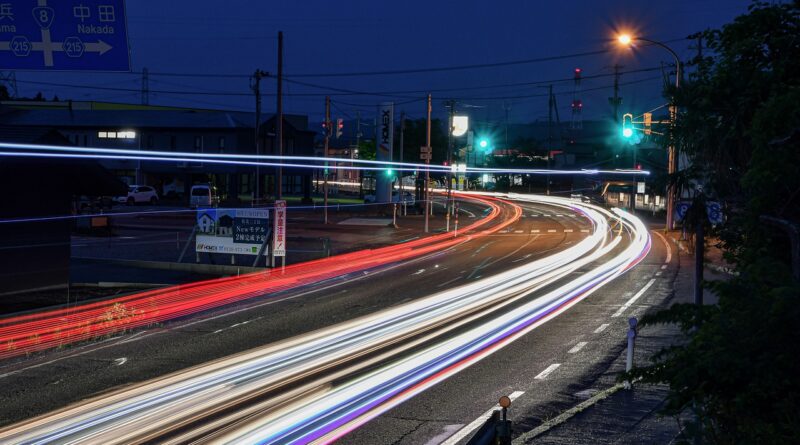 traffic, road, light trail